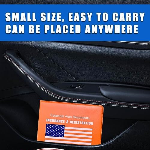 Ziciner Car Registration Insurance Holder, 2Pack Essential Auto PVC Card Document Glove Box Organizer with Velcro Closure, Universal Car Accessories for Men & Women (Orange/Blue Flag) - Image 6