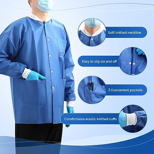 JMU 10-100 Pack Disposable Lab Coats, SMS Disposable Medical Jackets - Image 3