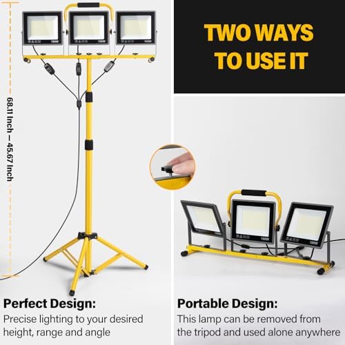 GoBright Portable LED Work Lights with Stand, 31000Lumen 3 Head Work Lights - Image 5
