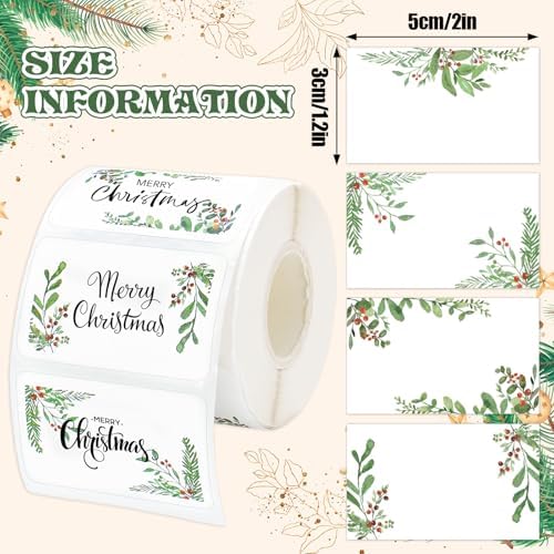 Whaline Christmas Direct Thermal Labels Xmas Holly Berry Coding Label Stickers Self-Adhesive Thermal Label Printer Decals for Xmas Party Business, 500Pcs - Image 2
