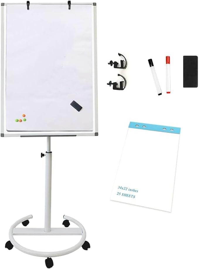 Mobile Dry Erase Board – 40x28 inches Height Adjustable Magnetic Portable by Boardest