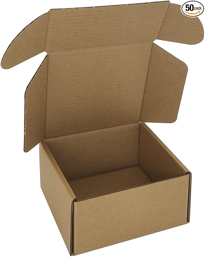 50 Pack 4x4x2'' Small Shipping Boxes, Corrugated Cardboard Mailers by CH-BOX