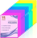 Sooez 15 Pack Clear Document Folder, Plastic Sleeves for Paper 8.5 x 11, Plastic File Folders Paper Sleeves Protector, Heavy Duty Poly File Jacket Sleeves Pocket Folder Cover,5 Assorted Colors by Sooez