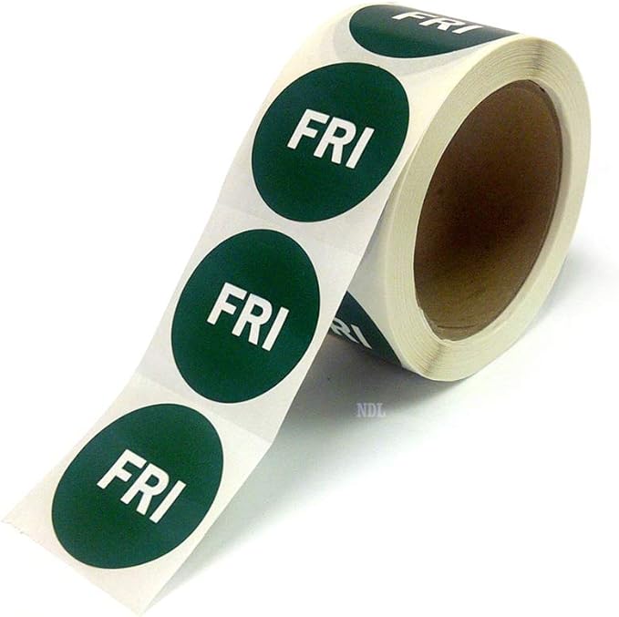 NextDayLabels - 2" Round Green, Self-Adhesive Labels, Day of The Week Color - Image 2