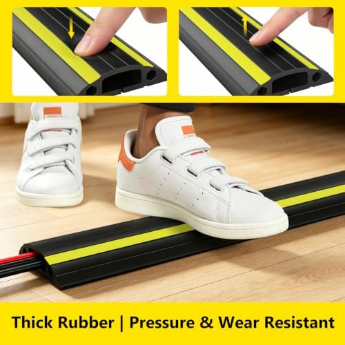 Eapele Floor Cord Cover 10ft Cord Covers for Wires on Floor, Linkable Heavy Duty Extension Cord Cover, Rubber Floor Cable Cover, Prevent Trip Hazard for Sidewalk Home Office Outdoor or Indoor Settings - Image 3
