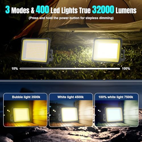 400W Solar LED Work Light 32000LM Portable Rechargeable Magnetic Work Light - Image 2