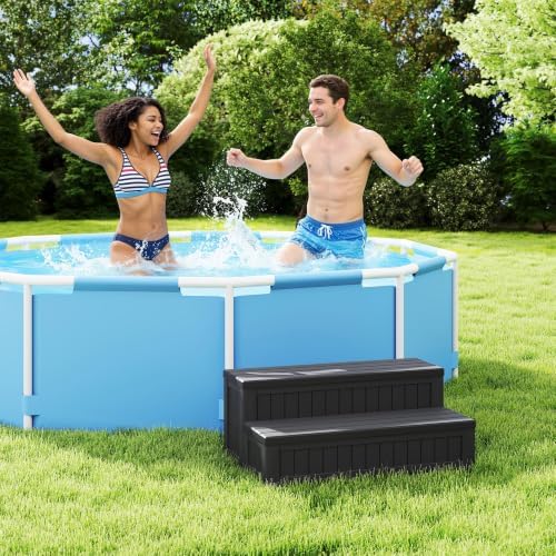Plastic Hot Tub Steps with Storage, Spa Steps Outdoor Stairs, 36.6 Inches Long - Non-Slip All Weather Top & Feet, 32 Gallon Capacity, Waterproof for Porch/RV/Deck, Sturdy Plastic Frame, Black - Image 3