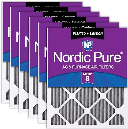 Nordic Pure 18x20x1 Pleated MERV 8 Plus Carbon Air Filters 6 Pack by NordicPure