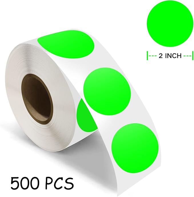 500 PCS Dot Sticker Tape 2" Inch Round Color Coding Labels Removable Writable - Image 7