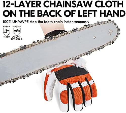 Vgo... Leather Chainsaw Gloves,left-hand Saw Protection(GA9767CS/GA8912) - Image 2
