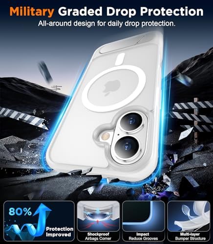 Temdan Magnetic Compatible with iPhone 16 Plus Case, [Built-in Invisible Kickstand][Compatible with MagSafe][Military Grade Shockproof] Slim Translucent Matte Phone Case for iPhone 16 Plus 6.7" - Image 3