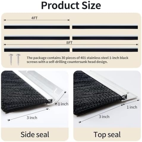 8x8 FT 3" Garage Brush Seal Kit for Roll-Up & Commercial Doors - Image 2