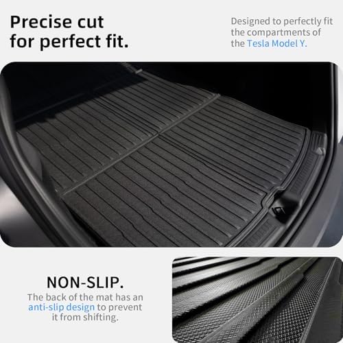 Cargo Liners for Tesla Model Y Juniper Trunk Mat, All Weather TPE Protector Anti-Slip Accessories 2020-2025 2026 Fits New Standard/Premium/Performance - Image 3