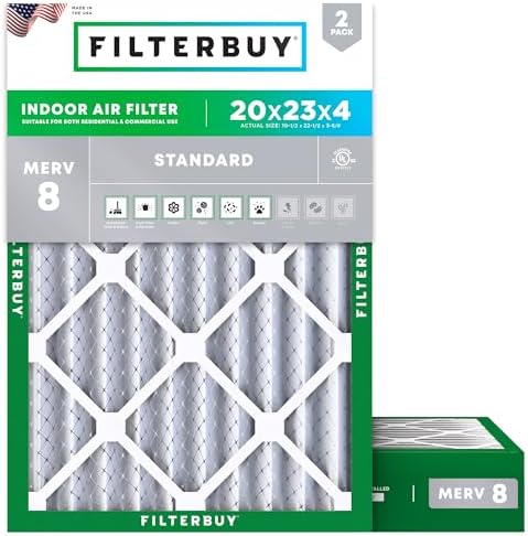 Filterbuy 20x23x4 Air Filter MERV 8 Dust & Allergy Defense (2-Pack) by Filterbuy