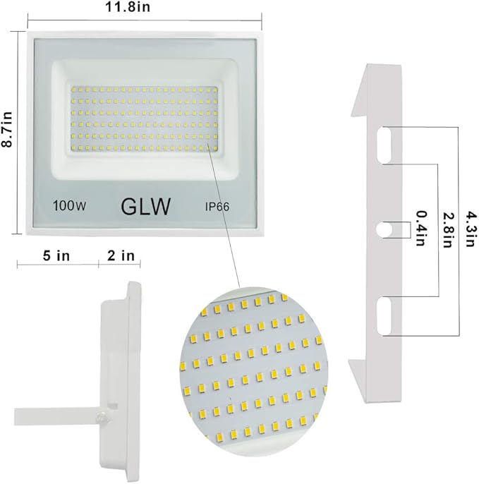 2 Pack 100W LED Flood Lights Outdoor, 10000LM Super Bright Work Light, 6000k - Image 3