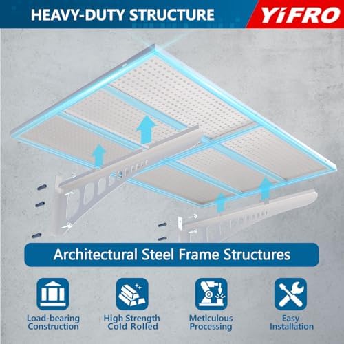 4-Pack 2x3ft Heavy Duty Garag e Wall Shelving, 1000 lbs Load Capacity, Garage Shelving Wall Mounted, Garage Storage Rack with Hooks, White - Image 3