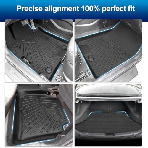 PELEUS Floor Mats Custom Fit for KIA Forte 2014-2018, 4PC Full Set All Weather Car Liners Includes 1st 2nd Row Front Rear Seat Mats and Trunk Mat Cargo Liner, Black - Image 2