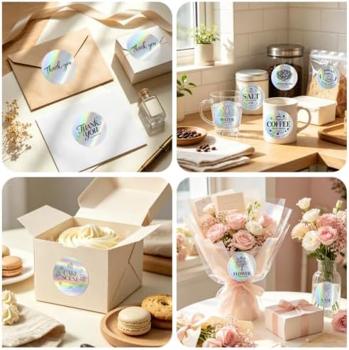 3 Inch Holographic Round Thermal Labels, Direct Thermal Stickers, Printable Labels for DIY Logo Design, QR Code, Name Tag, Price Tag & Packaging, 200Pcs/Roll - Image 6