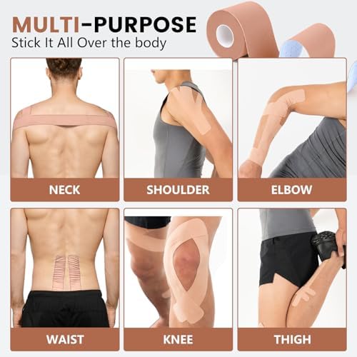 5 Rolls Skin Color Kinesiology Tape, 2 inch x 16.4 Feet Kinetic Tape - Image 4