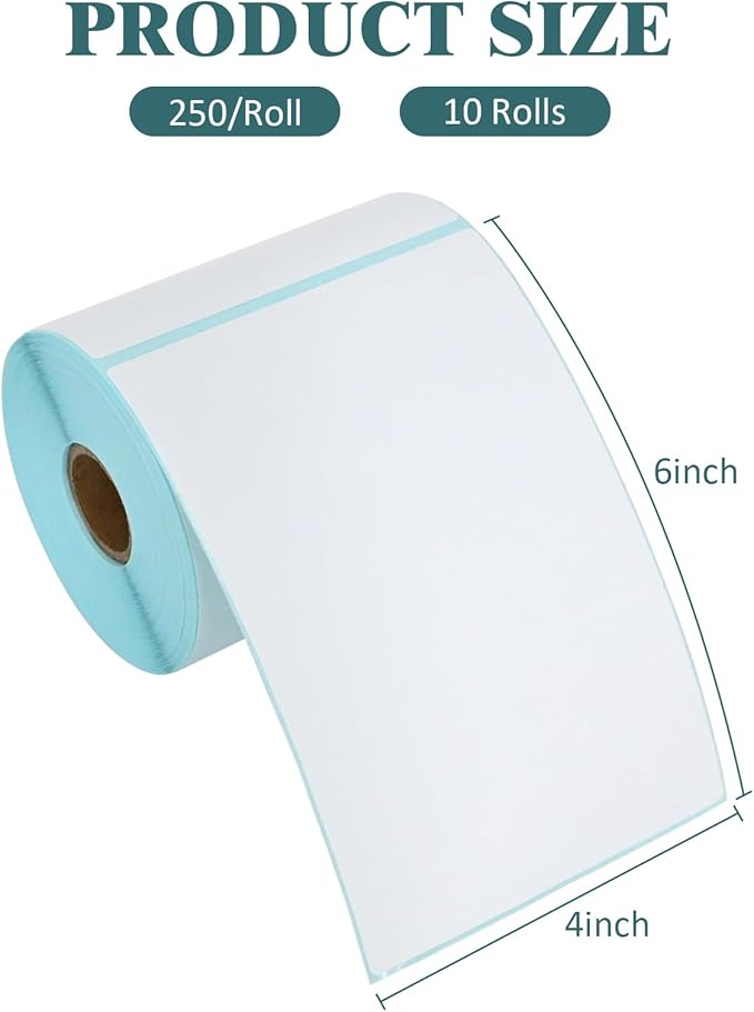 L LIKED 2500 PCS 4"x6" Thermal Shipping Labels, 250 Labels/Roll, Compatible - Image 2