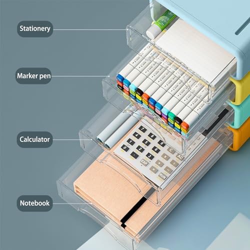 Desk Organizer with Drawers, Stackable Storage Drawers with Compartments Desktop Organization for Office Supplies, Makeup, Pencils, Tape, Erasers, Paperclips, Chargers (5pack) - Image 5