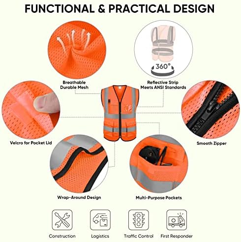 TICONN High Visibility Reflective Safety Vest for Men & Women, ANSI Class 2 - Image 2