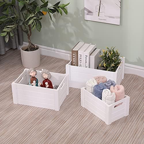 Farmhouse Modern White Wooden Crates For Storage - Image 5