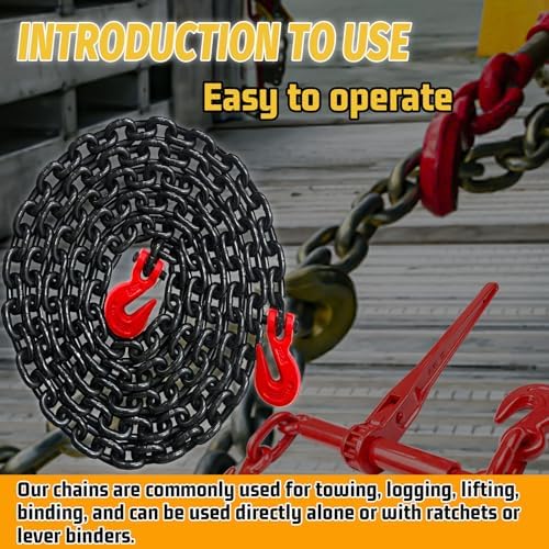 5/16" Chain, 10 Foot G80 Tow Chain with 4900 Lbs Safety Load, Trailer Safety Chains with G70 Clevis Grab Hooks (EP Black) - Image 6