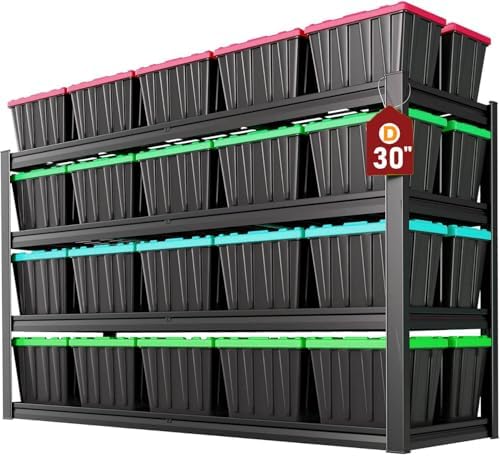 55" W Heavy Duty Garage Shelving 30" D Metal Shelving Unit, 4 Tier Adjustable Storage Shelves, Steel Industrial Shelving for Basement by PMKES