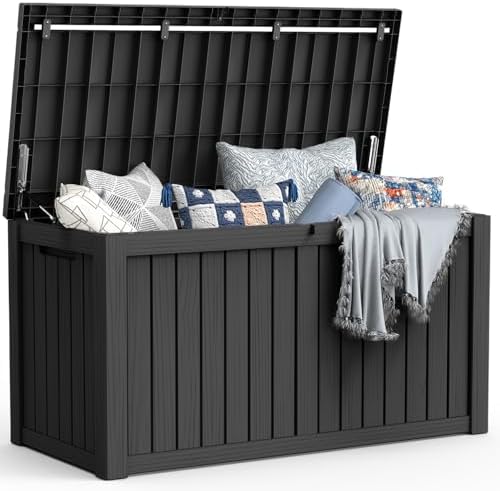 Mars Villa 180 Gallon Outdoor Storage Box, Deck Box Waterproof, Black by MarsVilla