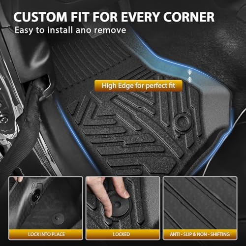 Powerty Floor Mats for Jeep Wrangler JK 2014-2018 Unlimited 4-Door (NOT for JL or 2-Door) All Weather 3D TPE Anti-Slip Car Liners for 1st & 2nd Row Accessories - Image 2