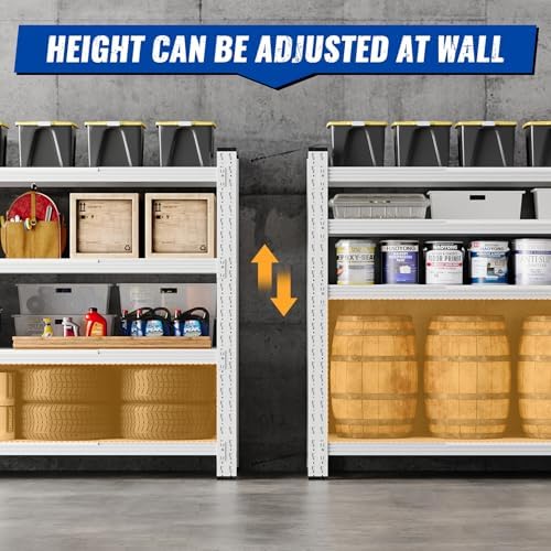 BYNSOE 71" W Storage Shelves 5000lbs Garage Metal Shelving Heavy Duty Garage Shelves Adjustable Storage Shelves for Industrial, Factory (White, 71" W x 24" D x 69" H) - Image 4