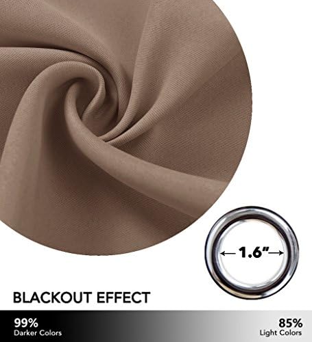NICETOWN Noise Reducing Room Divider Curtains - Wide Width Grommet Top Partition Panel for Living, Bedroom, Baby Room (One Pack, 8ft Tall x 15ft Wide, Cappuccino) - Image 3