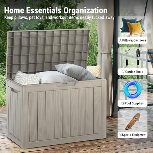 Mars Villa 50 Gallon Outdoor Storage Box, Deck Box Waterproof, Grey - Image 4