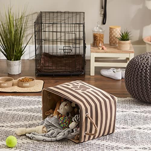 Bone Dry Pet Storage Collection Striped Paw Patch Bin, Medium Rectangle, Brown - Image 6