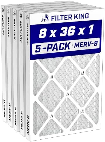 Filter King 8x36x1 Air Filter MERV 8, AC Furnace Filters (5-Pack) by FilterKing