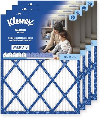 Kleenex Allergen Air Filter 20x25x1 Inches - 8 MERV RATING (4-Pack) by Kleenex%C2%AE