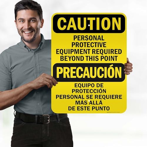 Caution Personal Protective Equipment Required Beyond This Point Bilingual Osha Sign, 18x24 Inches, 3M EGP Reflective .080 Aluminum, Fade Resistant, Made in USA by My Sign Center - Image 2