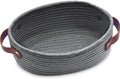ABenkle Small Woven Basket with Handles, Mini Rope Storage Basket, Tiny Cute Shelf Basket, Oval Decorative Toys Basket for Nursery, Living Room, Empty Gift Basket, 9.4" x 5.9" x 3.9" - XS by ABenkle