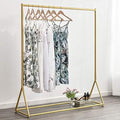Gold Pipe Clothing Racks Freestanding, Modern Metal Clothes Rack Heavy Duty, Easy Assemble Clothing Rack for Hanging Boutiques and Bedroom 59" L by BOSURU
