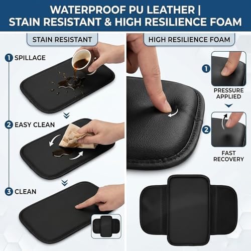 Car Center Console Cover, Leather Car Armrest Cover with 2 Side Storage Bags, Waterproof Anti-Scratch Console Protector, Universal Armrest Pad for Most SUVs, Sedans and Trucks (Black) - Image 3