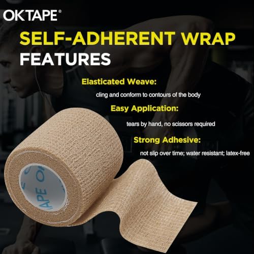 OK TAPE 12 Rolls Self Adhesive Bandage Wrap, Cohesive Elastic Athletic Tape - Image 5
