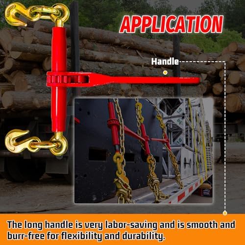 Chain Binders Ratcheting 3/8" - 1/2" | Adjustable Load Binder with G70 Grab Hooks for 3/8-1/2 Chains | 9,200 Lbs Working Load Limit - Image 5