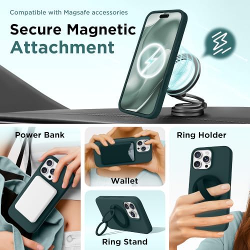 GolbinBox Magnetic for iPhone 16 Pro Case, Silicone Cover, Olive Green - Image 4