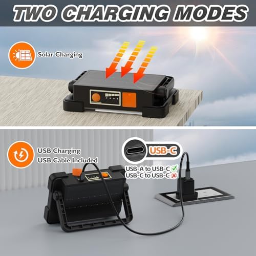 120W Solar Rechargeable 144 LED Work Light, 10000LM Flood Light - Image 4