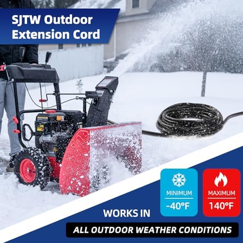15 FT 3 Outlet Outdoor Extension Cord Waterproof, 16/3 SJTW Black Extension Cord with Multiple Outlets, Heavy Duty 16 Gauge 3-Prong Grounded Power Cable for Garden and Home Use, ETL Listed - Image 6