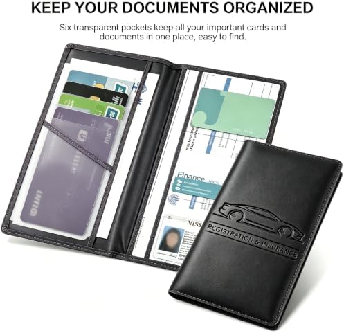 Car Registration and Insurance Holder, Vehicle Document Organizer with Secure Magnetic Closure, Automotive Glove Box Organizer for License, Cards & Essential Paperwork (Black, 2PCS) - Image 5