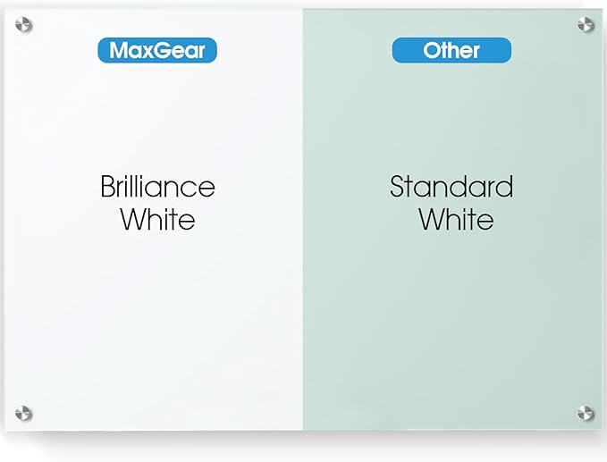 MaxGear Glass White Board 48x36 Inches Brilliance White Magnetic Dry Erase - Image 2