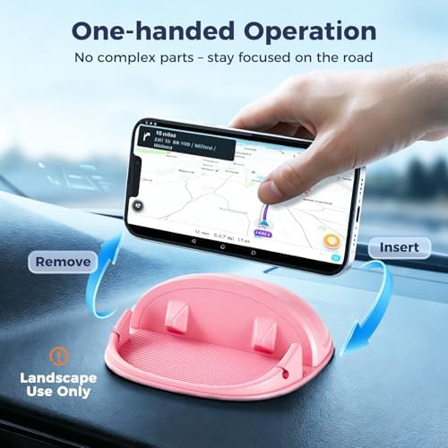 Loncaster Car Phone Holder, Car Phone Mount Silicone Car Pad Mat for Various Dashboards, Slip Free Phone Stand Compatible with iPhone, Samsung, Pink - Image 5