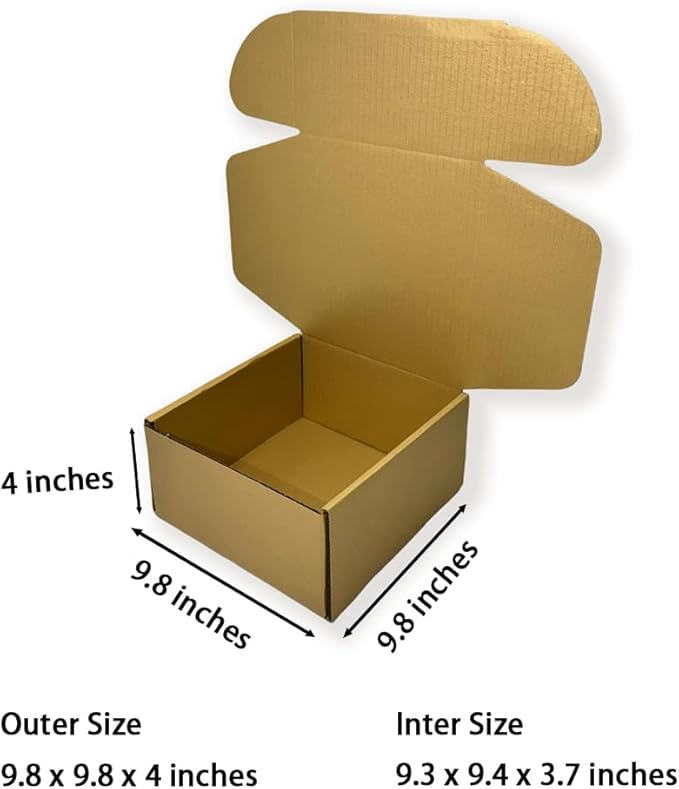 10 Pcs 9.8 x 9.8 x 4 inches Large Size Corrugated Cardboard Gift Boxes - Image 2